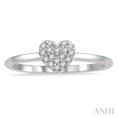 1/10 Ctw Heart Charm Round Cut Diamond Petite Fashion Ring in 14K White Gold
